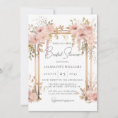 Invitation Elégante Fête des mariées rose Arche florale (Devant)