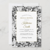 Invitation Elégante Fête des mariées Rose blanche noire (Devant)