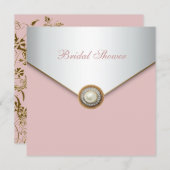 Invitation Élégante Fête des mariées rose corail (Devant / Derrière)