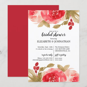 Invitation Elégante Fête des mariées Rose couleur rouge