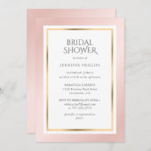 Invitation Élégante Fête des mariées rose et or (Devant / Derrière)