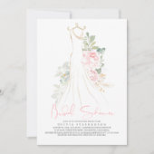 Invitation Elégante Fête des mariées rose et verdure (Devant)