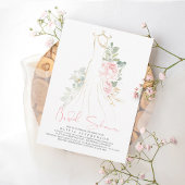 Invitation Elégante Fête des mariées rose et verdure