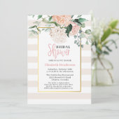 Invitation Élégante Fête des mariées rose florale Hydrangea (Debout devant)