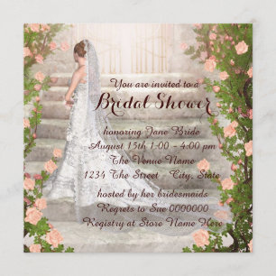 Invitation Élégante Fête des mariées Rose Garden Bride