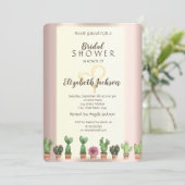 Invitation Élégante Fête des mariées Rose Gold Cactus (Debout devant)