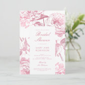 Invitation Élégante Fête des mariées Rose or Floral (Debout devant)