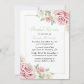 Invitation Elégante Fête des mariées rose rose florale Rose R (Devant)
