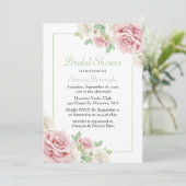 Invitation Elégante Fête des mariées rose rose florale Rose R (Debout devant)