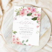 Invitation Élégante Fête des mariées rose Sakura Flowers