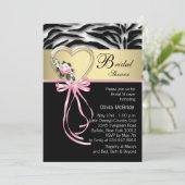 Invitation Élégante Fête des mariées rose Zèbre (Debout devant)