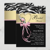 Invitation Élégante Fête des mariées rose Zèbre (Devant / Derrière)