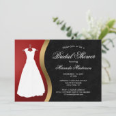 Invitation Elégante Fête des mariées rouge or noir (Debout devant)