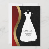 Invitation Elégante Fête des mariées rouge or noir (Dos)