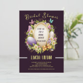 Invitation Elégante Fête des mariées royale violet de Pâques (Debout devant)