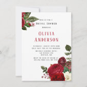 Invitation Elégante Fête des mariées Ruby Red Peonies (Devant)