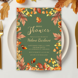 Invitation Elégante Fête des mariées Rustique Automne
