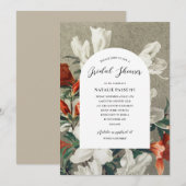 Invitation Élégante Fête des mariées Rustique de fleurs en te (Devant / Derrière)