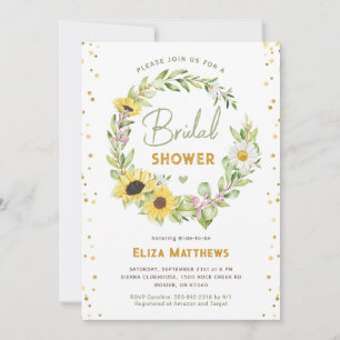 Invitation Elégante Fête des mariées rustique de tournesol au