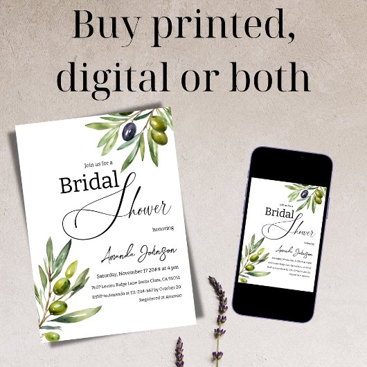 Invitation Elégante Fête des mariées simple en aquarelle