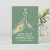 Invitation Elégante Fête des mariées Sophistiquée Vert Sage (Debout devant)