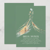 Invitation Elégante Fête des mariées Sophistiquée Vert Sage (Devant / Derrière)