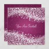 Invitation Élégante Fête des mariées Sparkling Wave Plum (Devant / Derrière)