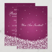Invitation Élégante Fête des mariées Star Sparkle Berry rose (Devant / Derrière)