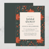 Invitation Élégante Fête des mariées verte botanique de Noël (Devant / Derrière)