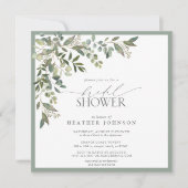 Invitation Elégante Fête des mariées verte Eucalyptus (Devant)