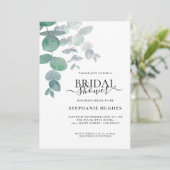 Invitation Elégante Fête des mariées verte Eucalyptus (Debout devant)