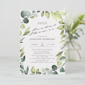 Invitation Elégante Fête des mariées verte Eucalyptus (Debout devant)