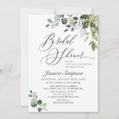 Invitation Elégante Fête des mariées verte Eucalyptus (Devant)