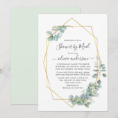 Invitation Elégante Fête des mariées verte Eucalyptus par cou (Devant / Derrière)