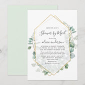 Invitation Elégante Fête des mariées verte Eucalyptus par cou (Devant / Derrière)