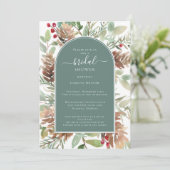 Invitation Elégante Fête des mariées verte Sage (Debout devant)
