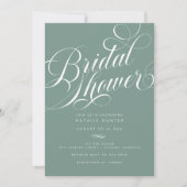 Invitation Élégante Fête des mariées verte Sage Script (Devant)