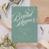Invitation Élégante Fête des mariées verte Sage Script