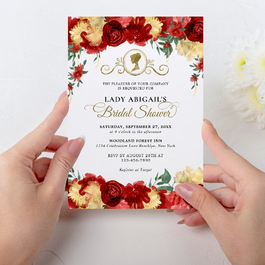 Invitation Élégante Fête des mariées victorienne florale bour