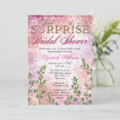 Invitation Elégante Fête des mariées Vintage rose surprise (Debout devant)