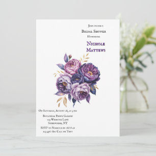 Invitation Élégante Fête des mariées violet et magenta Peony