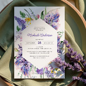 Invitation Elégante Fête des mariées violette couleur aquarel