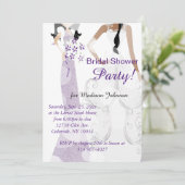 Invitation Elégante Fête des mariées violette foncée (Debout devant)