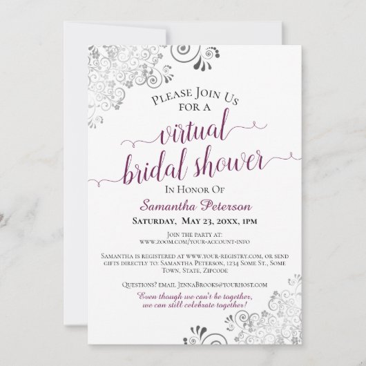 Invitation Elégante Fête des mariées virtuelle blanche Frilly (Devant)