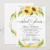 Invitation Elégante Fête des mariées virtuelle de tournesol E (Devant / Derrière)