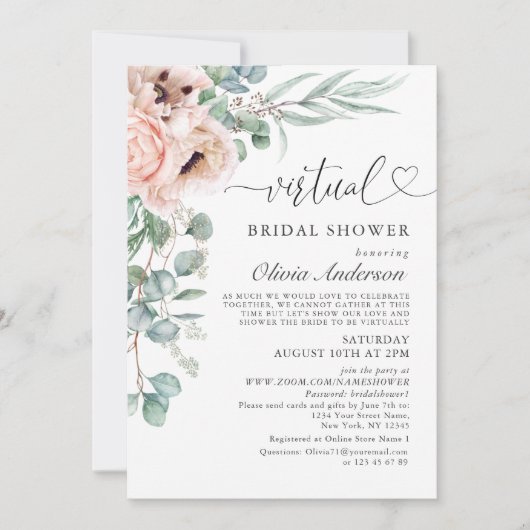 Invitation Élégante Fête des mariées virtuelle Eucalyptus du  (Devant)