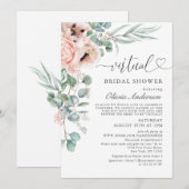 Invitation Élégante Fête des mariées virtuelle Eucalyptus du  (Devant / Derrière)