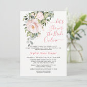 Invitation Élégante Fête des mariées virtuelle Fleurs Roses B (Debout devant)