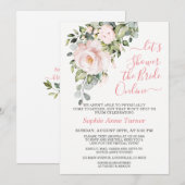 Invitation Élégante Fête des mariées virtuelle Fleurs Roses B (Devant / Derrière)