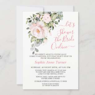 Invitation Élégante Fête des mariées virtuelle Fleurs Roses B